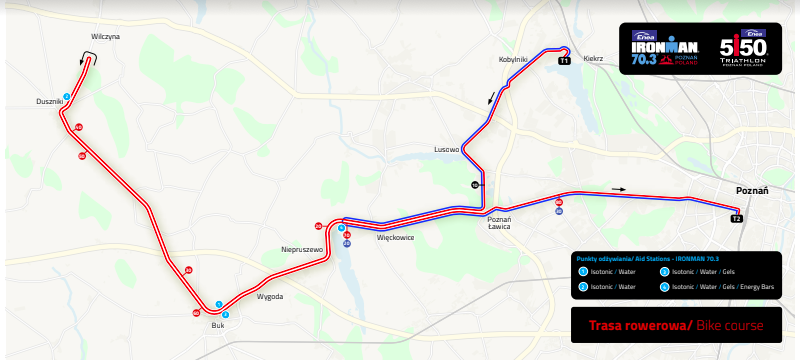 Mapa z trasą wyścigu Enea Ironman